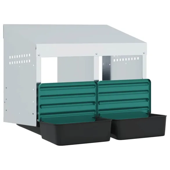 Cuibăr Găini 2 Compartimente - Montat Perete - Oțel Galvanizat