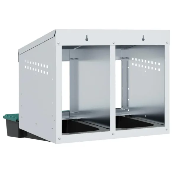 Cuibăr Găini 2 Compartimente - Montat Perete - Oțel Galvanizat