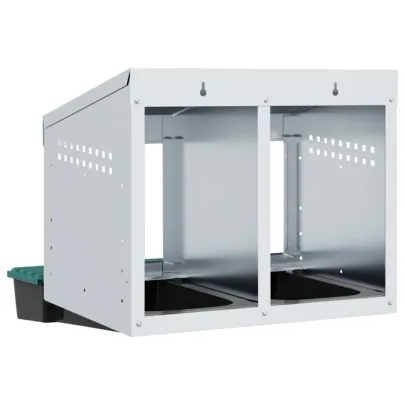 Cuibăr Găini 2 Compartimente - Montat Perete - Oțel Galvanizat