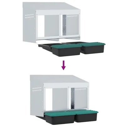 Cuibăr Găini 2 Compartimente - Montat Perete - Oțel Galvanizat