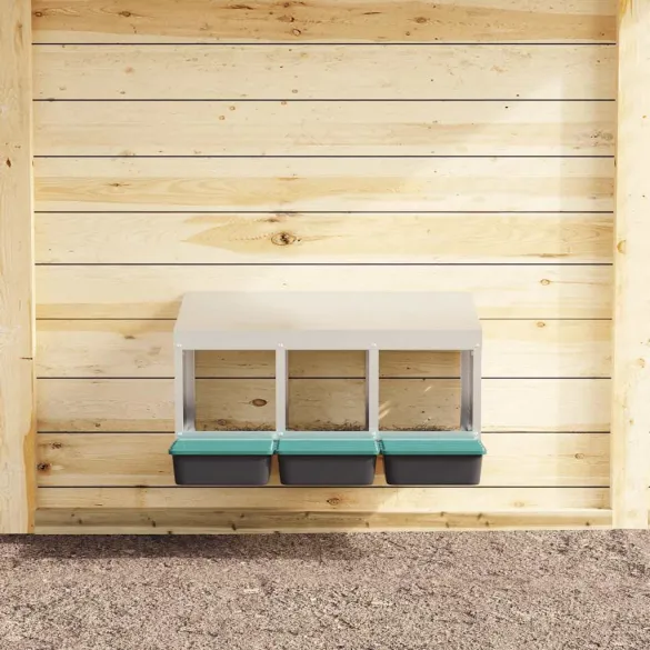 Cuibăr Găini 3 Compartimente - Oțel Galvanizat | Livrare Gratuită