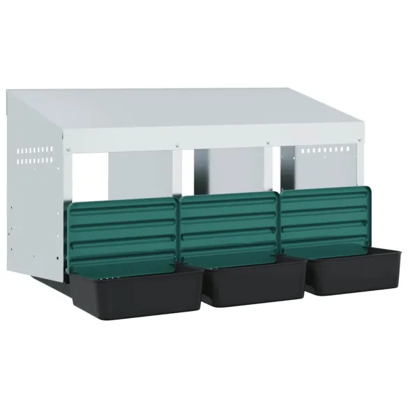 Cuibăr Găini 3 Compartimente - Oțel Galvanizat | Livrare Gratuită