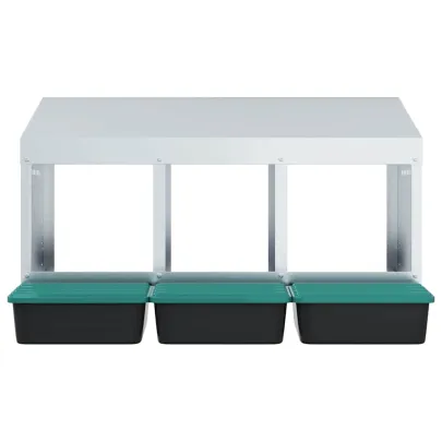 Cuibăr Găini 3 Compartimente - Oțel Galvanizat | Livrare Gratuită