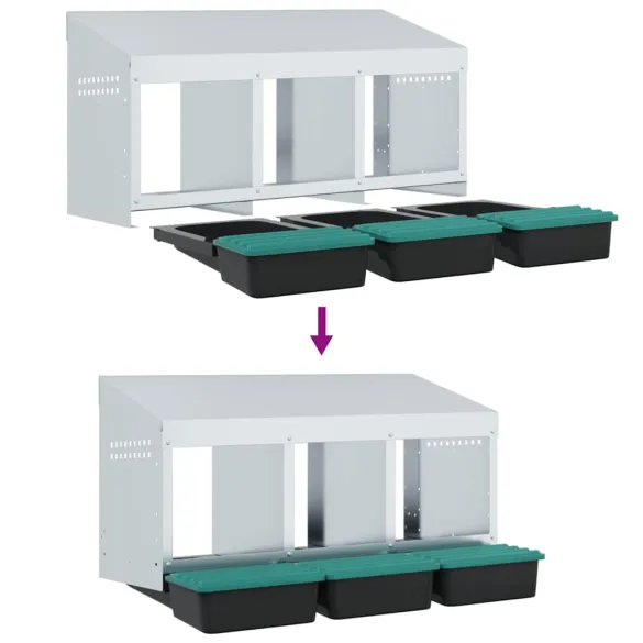 Cuibăr Găini 3 Compartimente - Oțel Galvanizat | Livrare Gratuită