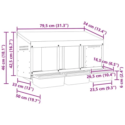 Cuibăr Găini 3 Compartimente - Oțel Galvanizat | Livrare Gratuită