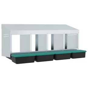 Cuibăr Găini 4 Compartimente Montat pe Perete - Oțel Galvanizat 2