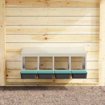 Cuibăr Găini 4 Compartimente Montat pe Perete - Oțel Galvanizat