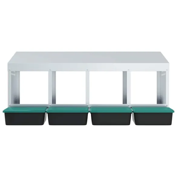 Cuibăr Găini 4 Compartimente Montat pe Perete - Oțel Galvanizat