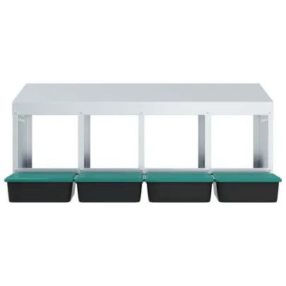 Cuibăr Găini 4 Compartimente Montat pe Perete - Oțel Galvanizat