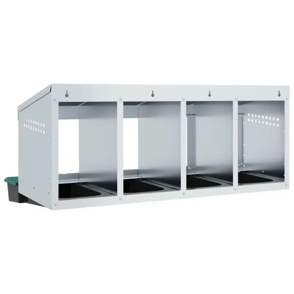 Cuibăr Găini 4 Compartimente Montat pe Perete - Oțel Galvanizat