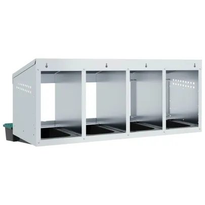 Cuibăr Găini 4 Compartimente Montat pe Perete - Oțel Galvanizat