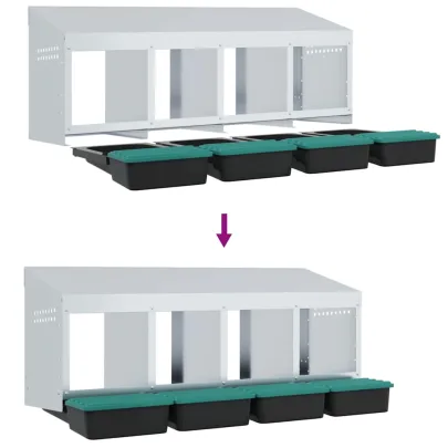 Cuibăr Găini 4 Compartimente Montat pe Perete - Oțel Galvanizat