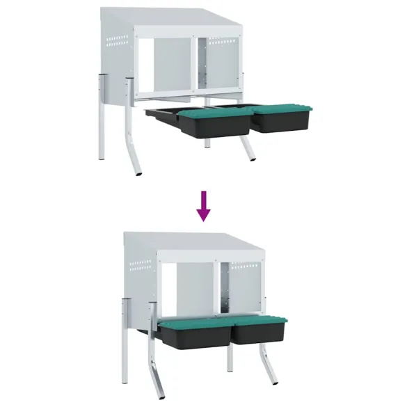 Cuibăr Găini 2 Compartimente Oțel Galvanizat | Livrare Gratuită