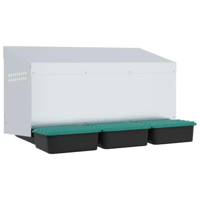 Cuibăr Găini 3 Compartimente - Montat pe Perete - Oțel Galvanizat