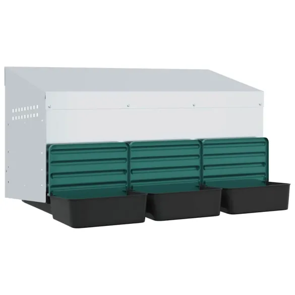 Cuibăr Găini 3 Compartimente - Montat pe Perete - Oțel Galvanizat