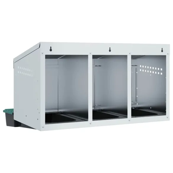 Cuibăr Găini 3 Compartimente - Montat pe Perete - Oțel Galvanizat