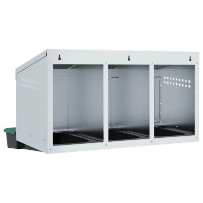 Cuibăr Găini 3 Compartimente - Montat pe Perete - Oțel Galvanizat