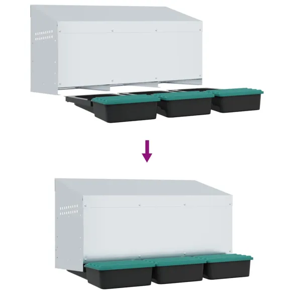 Cuibăr Găini 3 Compartimente - Montat pe Perete - Oțel Galvanizat