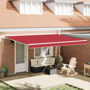 Marchiză retractabilă manuală roșie 4.5x3.5 m - Livrare gratuită