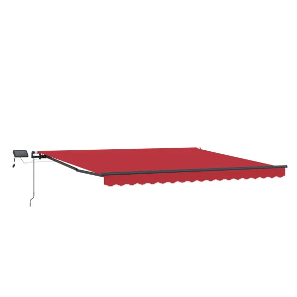 Marchiză retractabilă manuală cu LED, 450x350 cm, Roșu