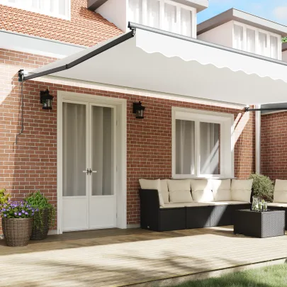 Marchiză Retractabilă Manuală Albă 500x300 cm - Umbră Exterioară