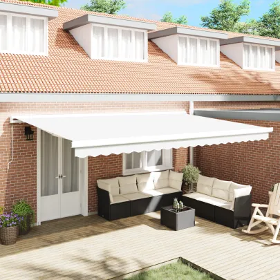 Marchiză Retractabilă Albă 500x300 cm - UMBRĂ EXTERIORĂ