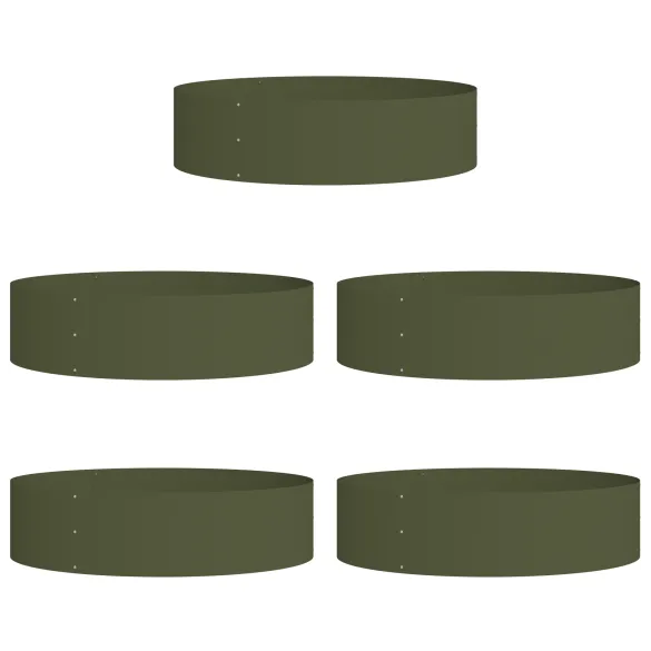 Ghivece Metalice Verde Măsliniu - Set 5 Bucăți pentru Grădină