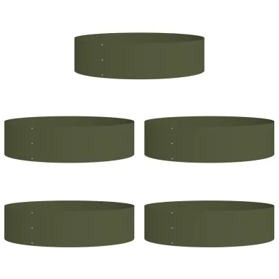 Ghivece Metalice Verde Măsliniu - Set 5 Bucăți pentru Grădină