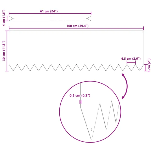 Margini Gazon Oțel Zincat | Delimitare Gradina | 20 buc