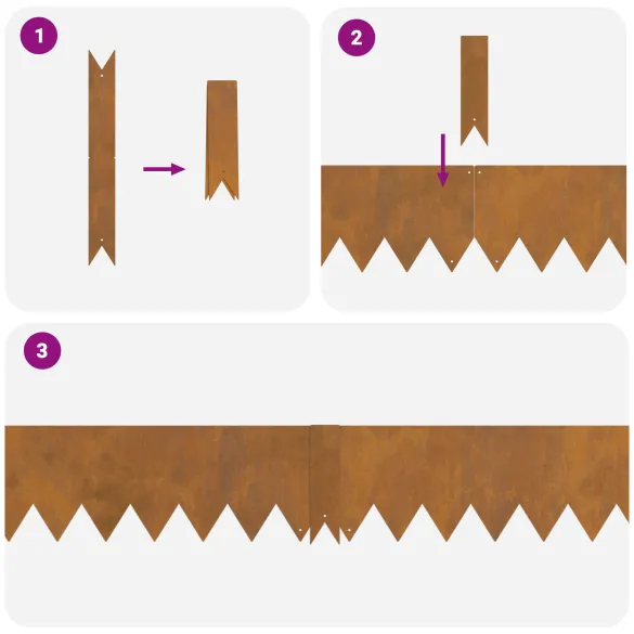 Margini de gazon corten | 50 bucăți | Rezistente la intemperii