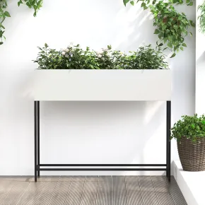 Jardinieră Ridicată Albă de Oțel pentru Grădină și Casă