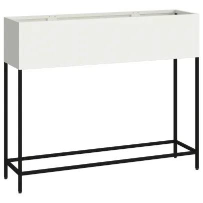 Jardinieră Ridicată Albă de Oțel pentru Grădină și Casă