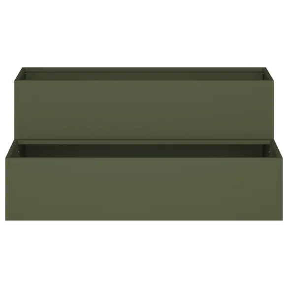 Ghiveci Grădină 2 Niveluri Oțel Verde Măslin 100x60x45 cm