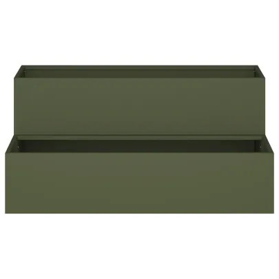 Ghiveci Grădină 2 Niveluri Oțel Verde Măslin 100x60x45 cm