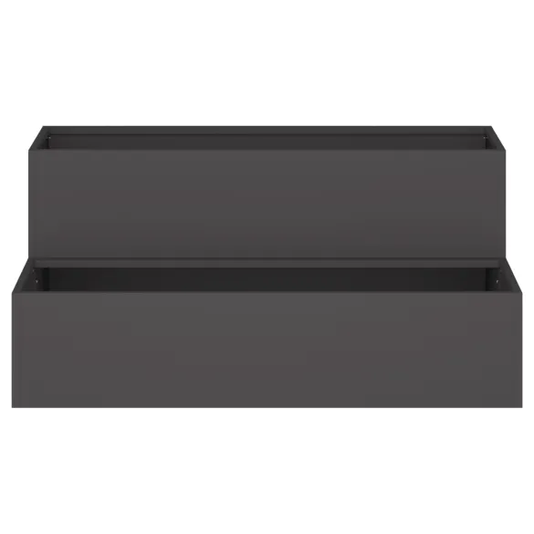 Ghiveci Grădină 2-Nivele Negru din Oțel - 100x60x45 cm
