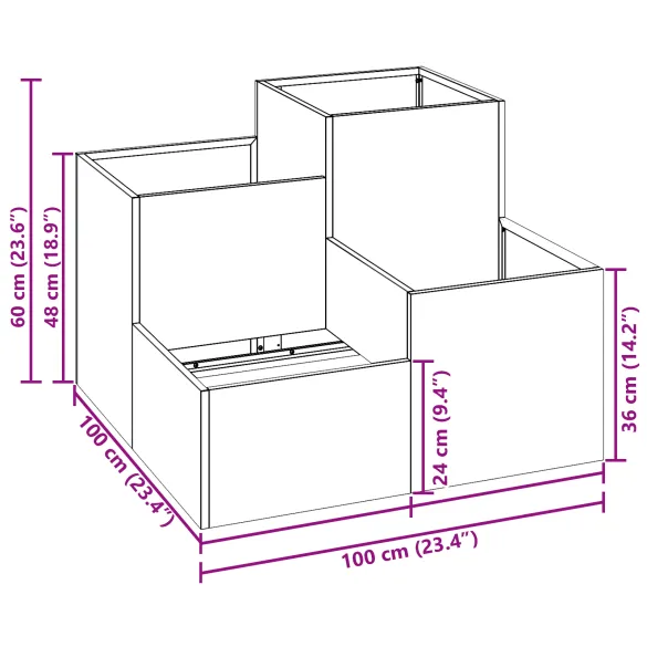 Jardinieră Grădină Oliv 100x100x60 cm - Oțel Durabil