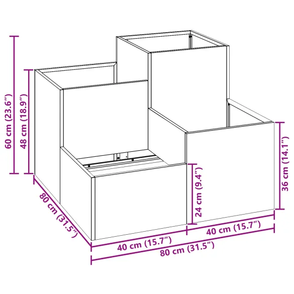 Jardinieră Grădină Oțel Oliv 80x80x60 cm | Livrare Gratuită