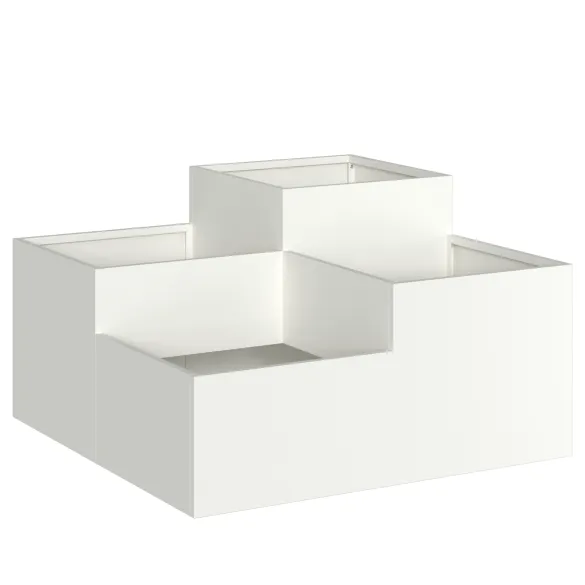 Jardinieră Albă de Oțel 80x80x48 cm - Livrare Gratuită