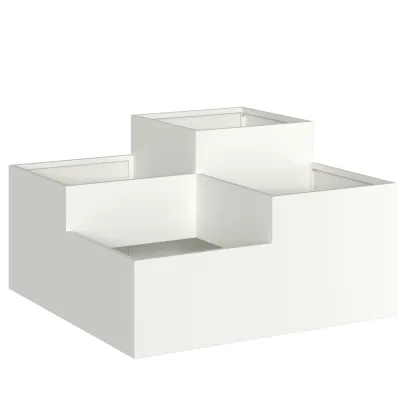 Jardinieră Albă de Oțel 80x80x48 cm - Livrare Gratuită