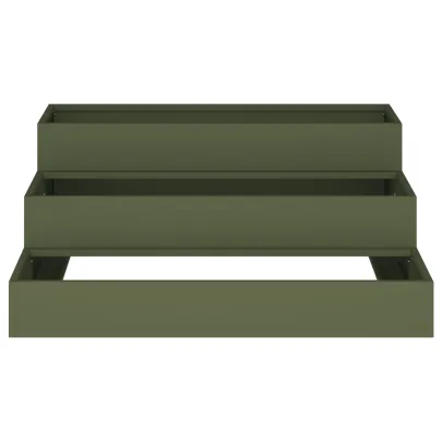 Ghiveci Grădină 3 Nivele, 90x90x35 cm, Verde Măsliniu, Oțel