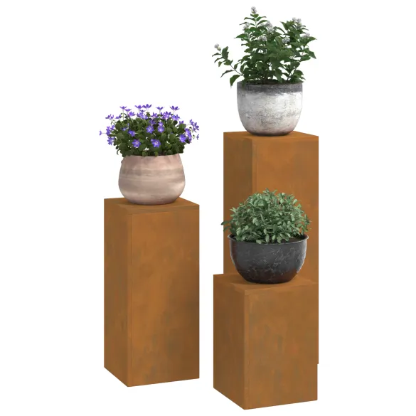 Suporturi Plante Pilon Oțel Corten - Set 3 Bucăți Exterior