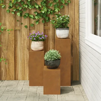 Suporturi Plante Pilon Oțel Corten - Set 3 Bucăți Exterior