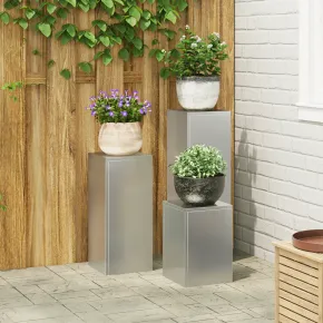 Suporturi Plante Pilon Exterior - Set 3 Bucăți - Oțel Galvanizat