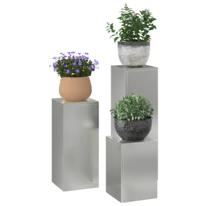Suporturi Plante Pilon Exterior - Set 3 Bucăți - Oțel Galvanizat