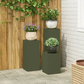 Suporturi Plante Pilon Exterior - Set 3 Buc - Oliv - Oțel