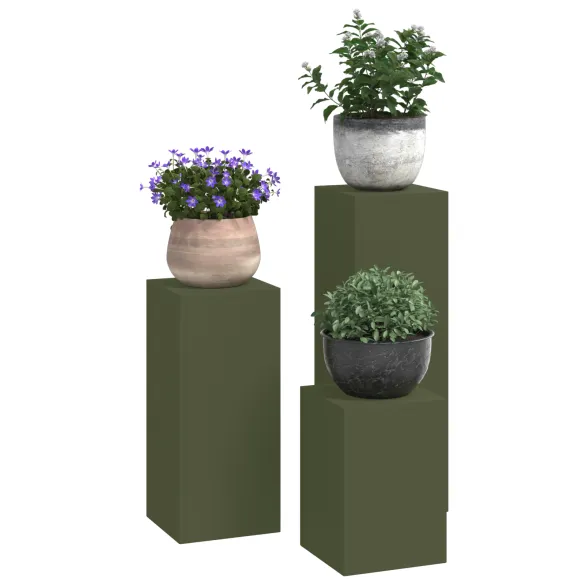 Suporturi Plante Pilon Exterior - Set 3 Buc - Oliv - Oțel