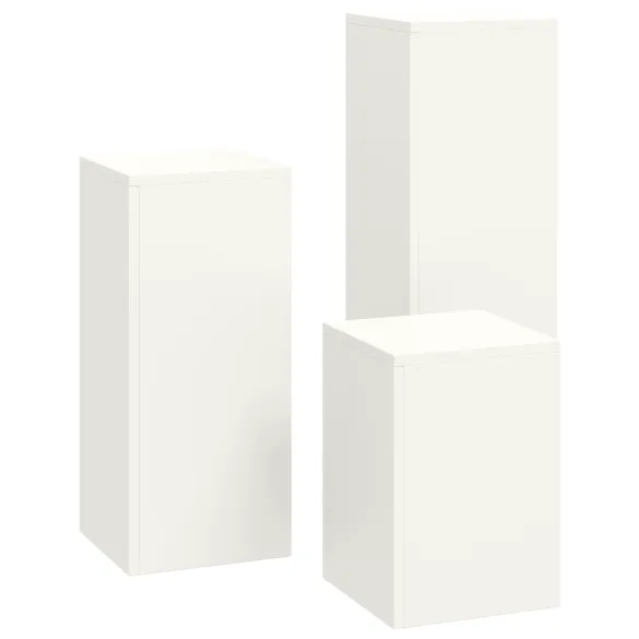 Suporturi Plante Pilon Exterior - 3 Bucăți Alb, Oțel