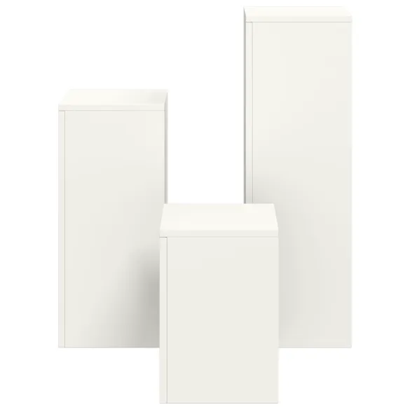 Suporturi Plante Pilon Exterior - 3 Bucăți Alb, Oțel