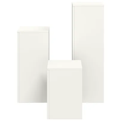 Suporturi Plante Pilon Exterior - 3 Bucăți Alb, Oțel