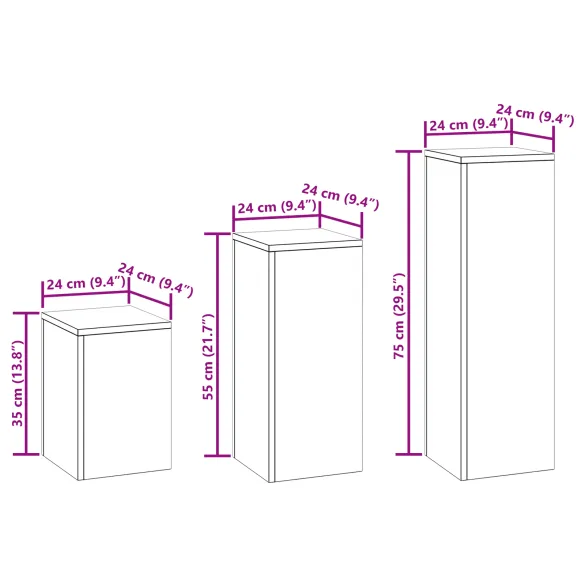 Suporturi Plante Pilon Exterior - 3 Bucăți Alb, Oțel